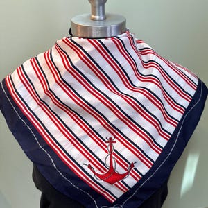 Colorful Red, White and Blue Nautical 26” Square Scarf, Women Accessories