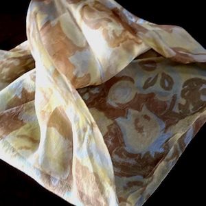 Vintage Sheer Brown, Blue and Beige Chiffon Infinity Scarf