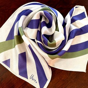 Gorgeous Vera Neumann Vintage Long Scarf, Silky Purple, Green and White