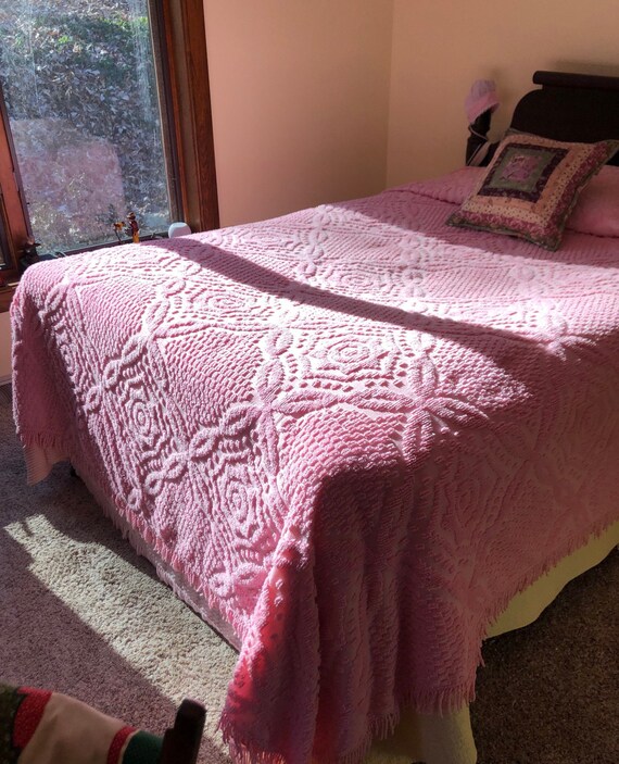 Vintage Purple Chenille Bedspread Vintage Full Bedspread 