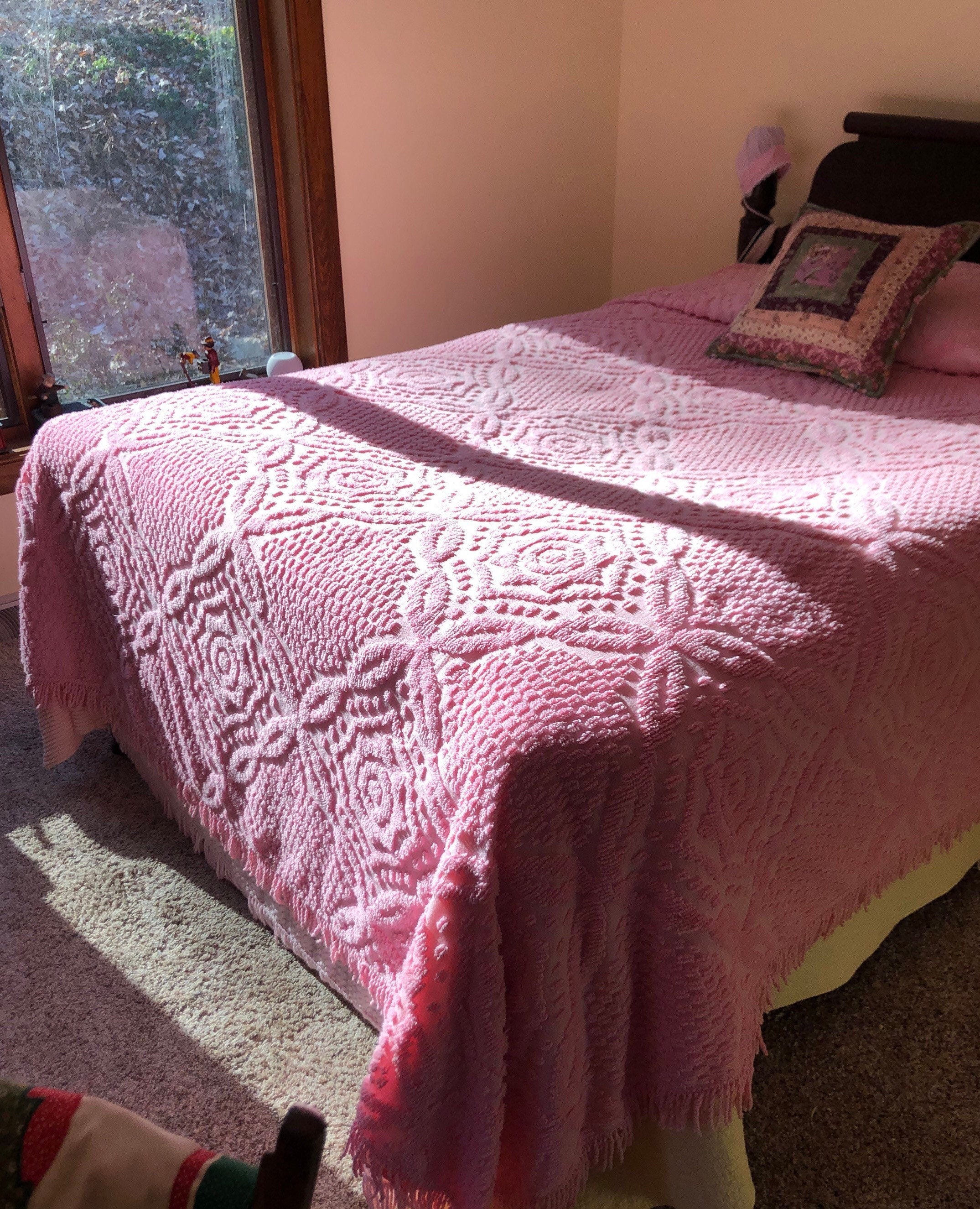 Dada Bedding Cotton Chenille Rug, Pink