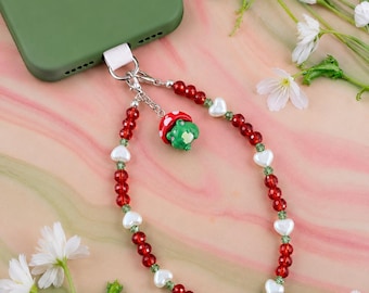 Mushroom frog Phone Charm, amphibian phone strap, phone accessory, mushroom charm