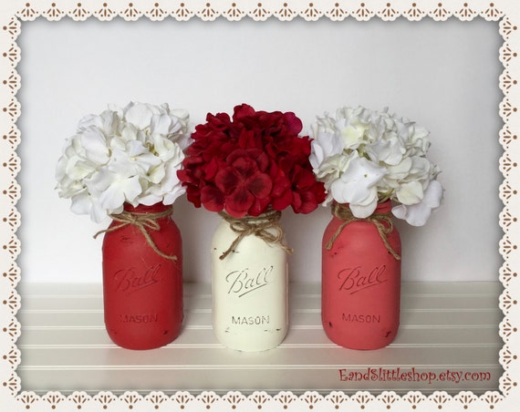 Mason Jar Table Centerpiece set-Valentines Day Decor-Valentine | Etsy