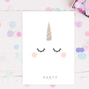 Unicorn Party Invitations Girls Party Invites 16 per pack Scandi Magical Fantasy Party Invites Elegant Design image 1