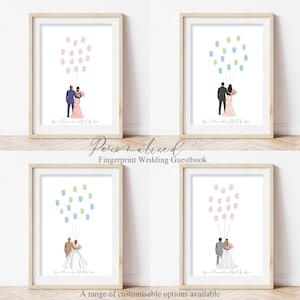 Wedding Day Fingerprint Guest Book Personalised Alternative Guest Book Idea Fingerprint Tree Watercolour Couple Picture Wedding Keepsake