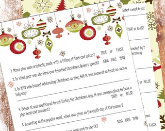 christmas quiz card etsy