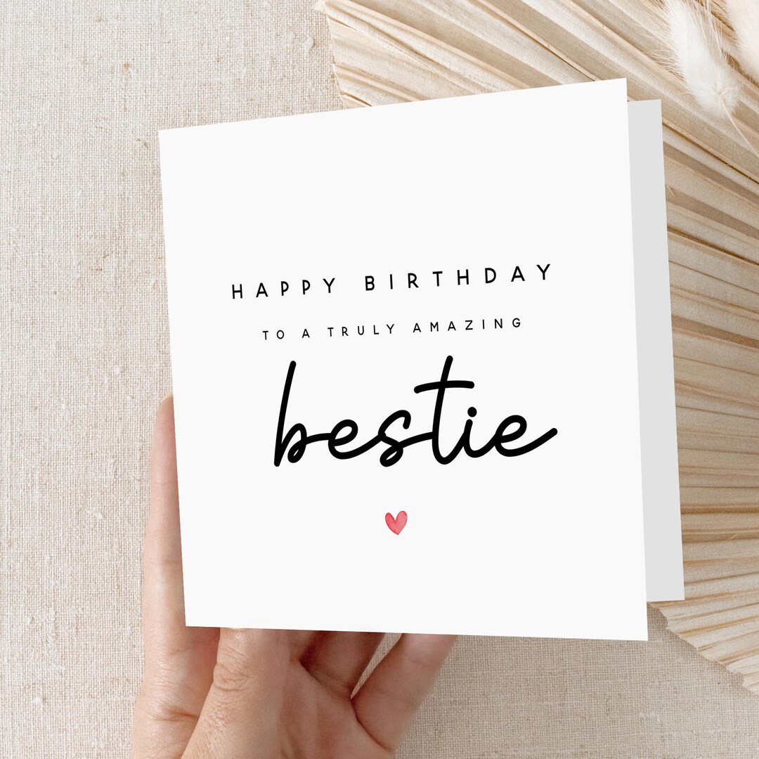 Personalised Bestie Birthday Card, Best Friend Birthday Card, Script ...
