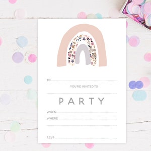 Unicorn Party Invitations Girls Party Invites 16 per pack Scandi Magical Fantasy Party Invites Elegant Design image 2