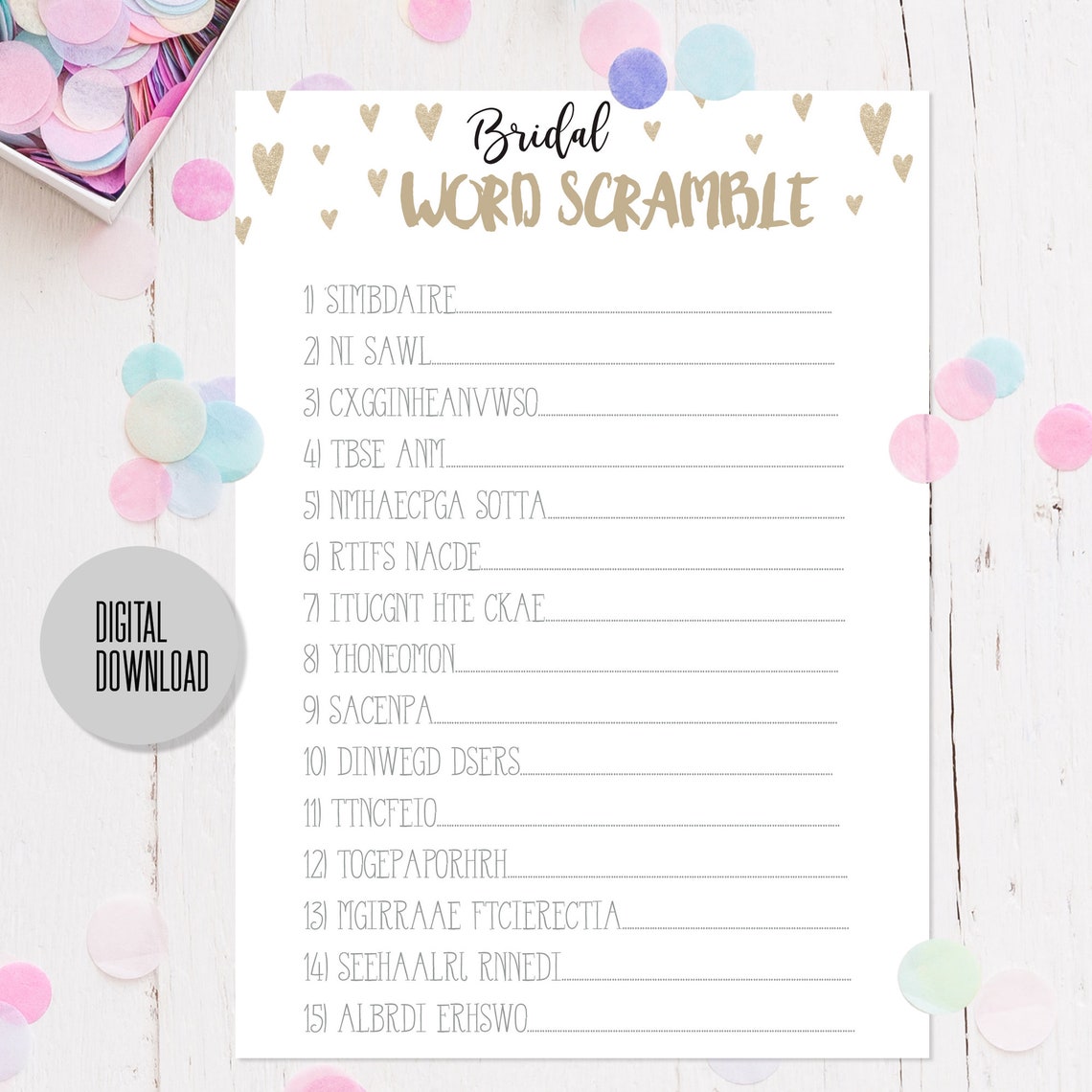 PRINTABLE Bachelorette Bridal Shower Word Scramble Game Cards - Etsy