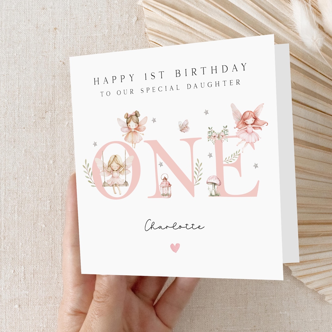 Personalised Fairy 1st Birthday Card, Baby 1st Birthday Card, Fairy ...