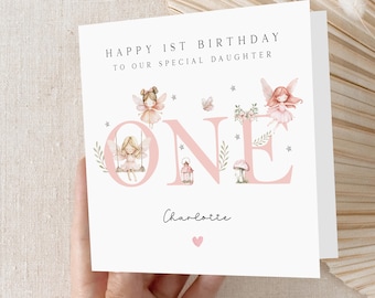 Personalised Fairy 1st Birthday Card, Baby 1st Birthday Card, Fairy First Birthday, Girl's 1st Birthday Card, Granddaughter, Daughter, Niece
