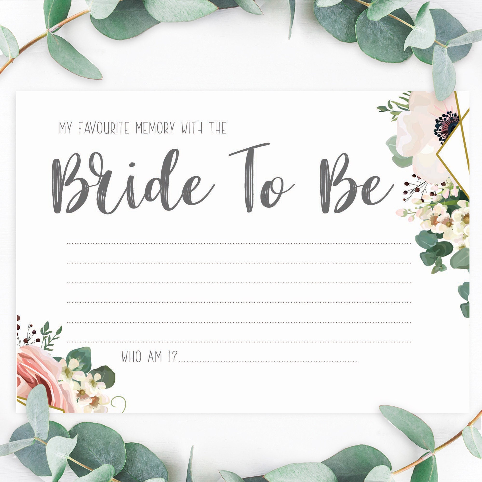 Hen Party Accessories Hen Party Games Memory With The Bride Cards Gue…