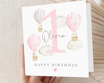 1st Birthday Card, Children's Personalised Birthday Card,First Birthday,Girl's First Birthday Card,1st Birthday Gift,Kraft Envelope Included