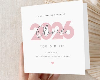 Secondary School Leavers Card-Year 11 Leaver-Personalised School Card-2026 Leaver-Secondary Leaver Gift-Last Day Secondary-Card For Daughter