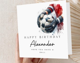 Football Birthday Card, Personalised Children's Birthday Card, Boys Goalkeeper Birthday Card,Son,Grandson,Nephew,Football Gift,Card For Teen