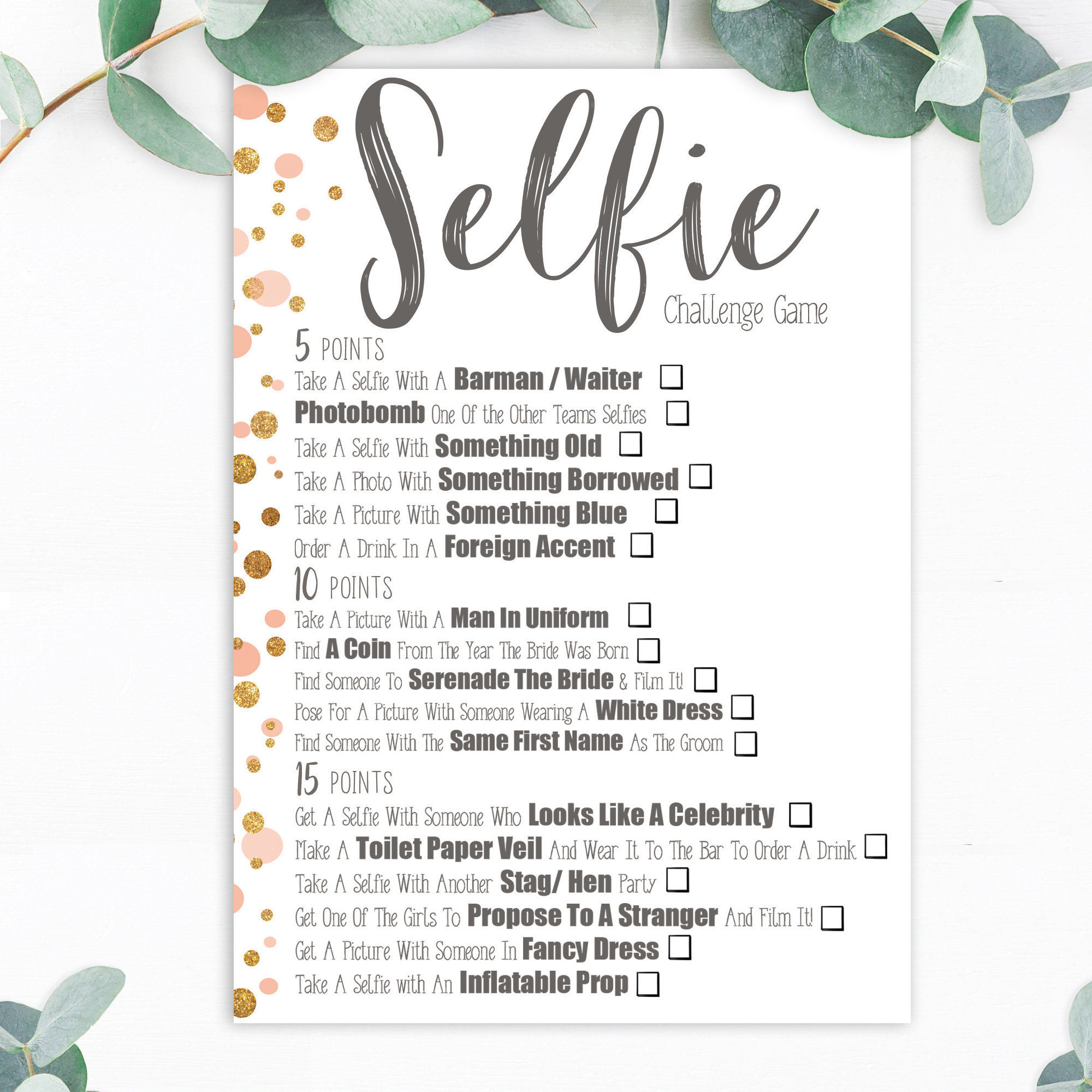 Hen Party Hen Do Hen Party Selfie Challenge Game | Etsy