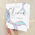 Personalised Birthday Card, Girls Birthday Cards, Mermaid Birthday, Daughter, Granddaughter, Niece Birthday Card, Kraft Envelope Included