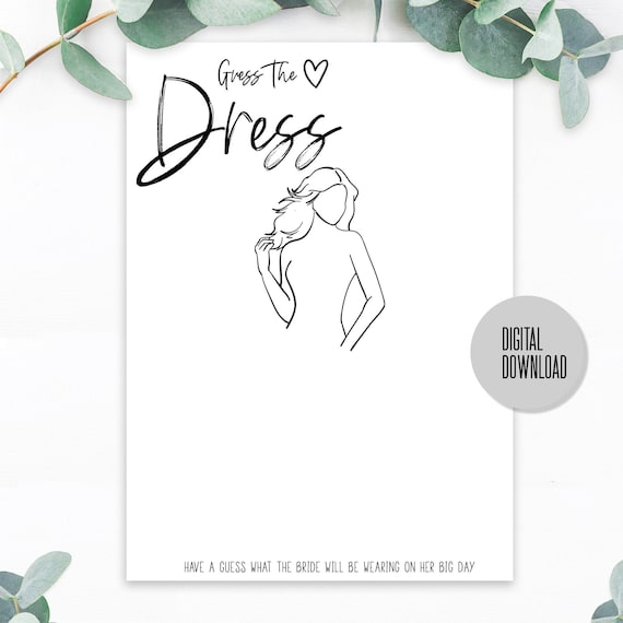 Bridal Shower Games Guess The Dress Printed For You -  Portugal