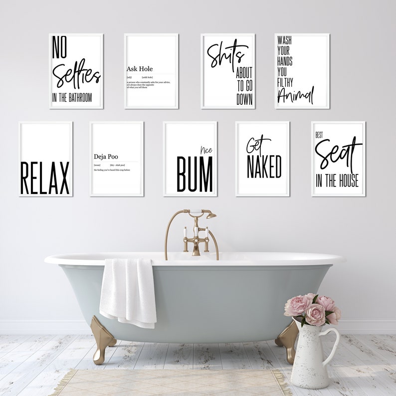 A5 Bathroom Wall Art Decor Prints Posters Funny Humorous Etsy