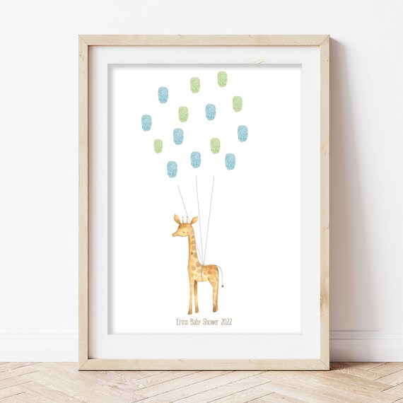Baby Shower Giraffe Fingerprint Guest Book Personalised