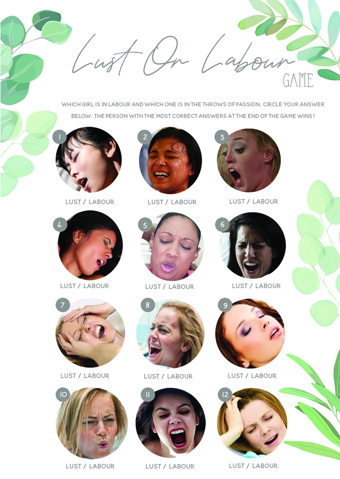 Baby Shower Lust or Labour Game Boho Botanical Afternoon Tea Etsy UK