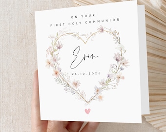 Personalised First Holy Communion Card, Girl's Communion Card, Goddaughter, Granddaughter, Daughter, Niece Card, For Her, 1st Communion Gift