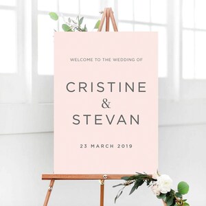 Minimalist Blush Wedding Welcome Sign, Pink Welcome Wedding Sign Template, Feminine Welcome Sign, Girly Wedding Sign, Printable Wedding Sign