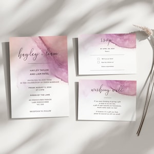 Hochzeitseinladung zum Ausdrucken - Hochzeitseinladung Rosegold und Pfirsich - Hochzeitseinladung zum Ausdrucken - Kunstwerk einladen - Aquarell einlädt