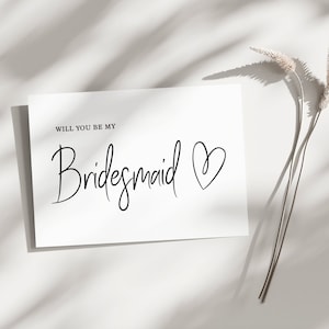 Druckbar, werden Sie meine Brautjungfer Karte, schwarz und weiß, Vorschlag Karte, bedruckbar, herunterladbar, Hochzeit, beste Freundin, Brautjungfer Anfrage