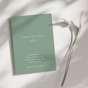 Save the Date stampabile, Save the Date per matrimonio - Invito di matrimonio digitale e scaricabile. Modello dal design semplice e moderno, verde, floreale e rigoglioso.