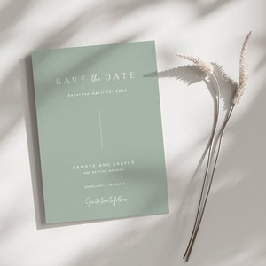 Sage Green Save The Date Vorlage, druckbare Save The Date Karten, Save The Day digitale Einladungen, Minimalistisch bearbeitbare Save Our Date Vorlage
