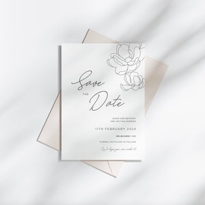 Floral Rose Save The Date Vorlage, druckbare Save The Date Karten, Save The Day Digital Invite, Rustikale Blume Bearbeitbar Save Our Date, einfach