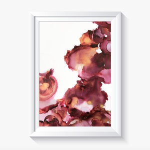 Resin, Acrylic Painting, A3 Modern wall art print, Printable, Watercolour, Home decor, Pink, Gold, Burgendy, Abstract style, Minimalist art
