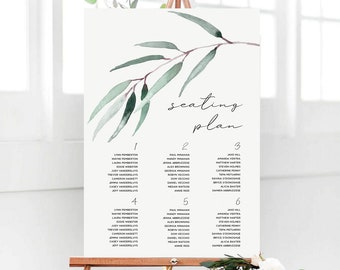 Whimsical Wedding Seating Plan, Sage Green Seating Arrangement Sign, Leafy Seating Chart, Digital Seating Template, Printable Seating Sign