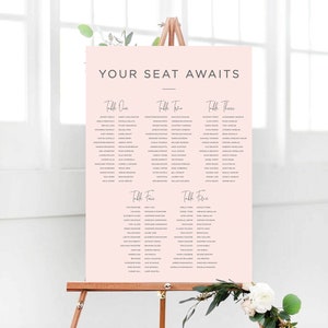 Minimaler Sitzplan für Hochzeit, Blush Pink Sitzordnung, moderner Sitzplan, Digitale Sitzordnung, druckbare Sitzordnung
