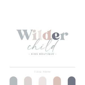 Modello di logo preimpostato per abbigliamento per bambini, logo per piccole imprese colorato e divertente, design di logo giocoso, marchio per piccole imprese di boutique per bambini