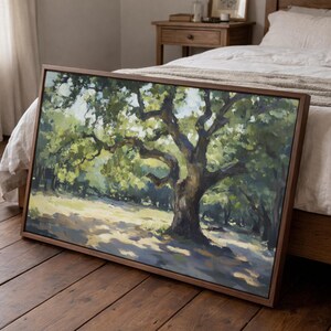 Arte mural de roble, obra de arte de Carolina del Sur / Arte mural grande, obra de arte de roble, paisaje de árboles verdes, lámina decorativa de naturaleza sureña para pared