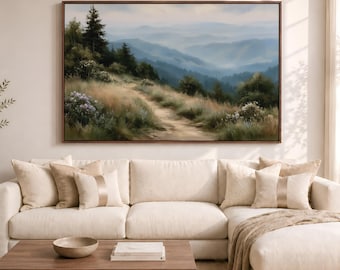 Great Smoky Mountains Wall Art, Appalachian Trail Landscape Artwork - Blue Ridge Forest Decor, Rustic Cabin Art, Framed Canvas Art