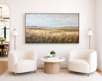 Nebraska Sandhills Landscape Wall Art, Prairie Grassland Canvas Print | Rustic Western Decor, Country Artwork, Extra Large Wall Art