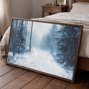 Moody Aspen Colorado Wall Art, Winter Forest Artwork | Large Wall Art, Colorado Landscape, Monochrome Oil Painting Style Canvas Print