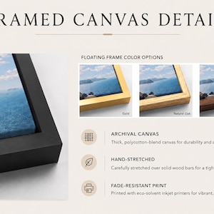 Frame options for canvas artwork