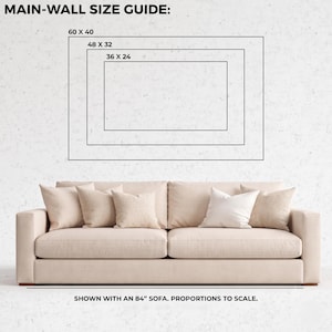 size guide for wall art above couch