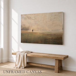 large canvas wall art of large framed canvas wall art of a vintage golfer walking across a misty foggy golf course fairway toward the flag