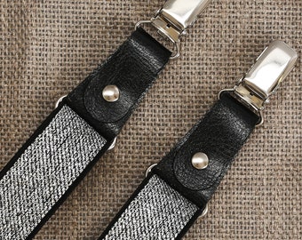 Tirantes plateados con purpurina, conjunto unisex para boda, estilo vintage