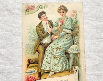 1908 Vintage/Antique Valentine Postcard, Sweet Romantic Card, Crafting Scrapbook Collect