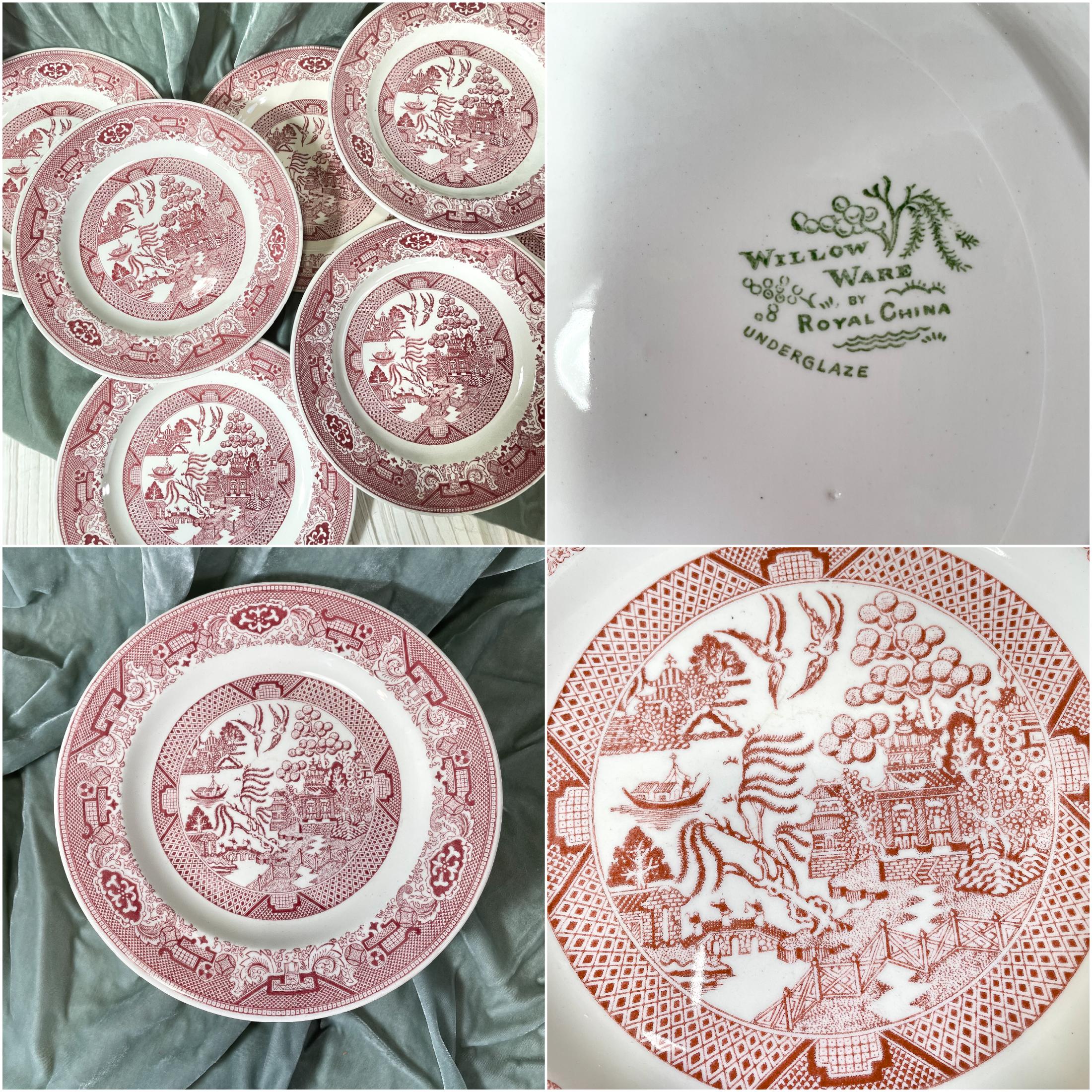 Vintage Red/pink Willow Ware by Royal China, Choose Your Size