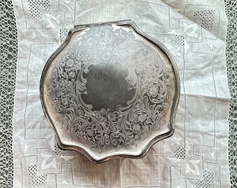 Antique Forbes Silver Plate Box, Etched Floral Jewelry Storage