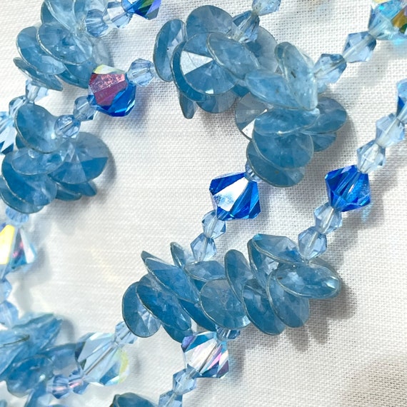 Vintage Blue Art Deco Crystal & Plastic Faceted/C… - image 7