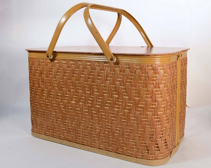 Vintage Redmon Wicker Picnic Basket Tailgate Camping Glamping Etsy
