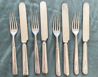 Antique/Vintage 1847 Rogers Bros 'Old Colony' Forks/Knives  8 Pc Lot, Issued 1911
